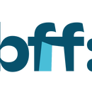 „bff: FRAUEN GEGEN GEWALT E.V.“-Logo in bordeauxfarbenen Buchstaben und zwei blauen Punkten, in einem weißen Kreis.