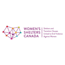 „WOMEN'S SHELTERS CANADA“-Logo mit einem Herz aus farbigen, miteinander verbundenen Hausern und dem Slogan „United to End Violence Against Women“, in einem weißen Kreis.