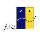 „Yayasan Pulih“-Logo mit einer zweifarbigen Box (blau und gelb), die abstrakte emotionale Symbole zeigt, und dem Namen in Kursivschrift, in einem weißen Kreis.