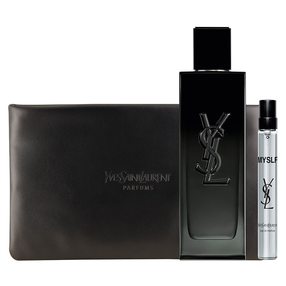 MYSLF Eau de Parfum Festtags-Set mit Duftflakon, Reisegroße und Couture-Beutel in einer YSL-Box.