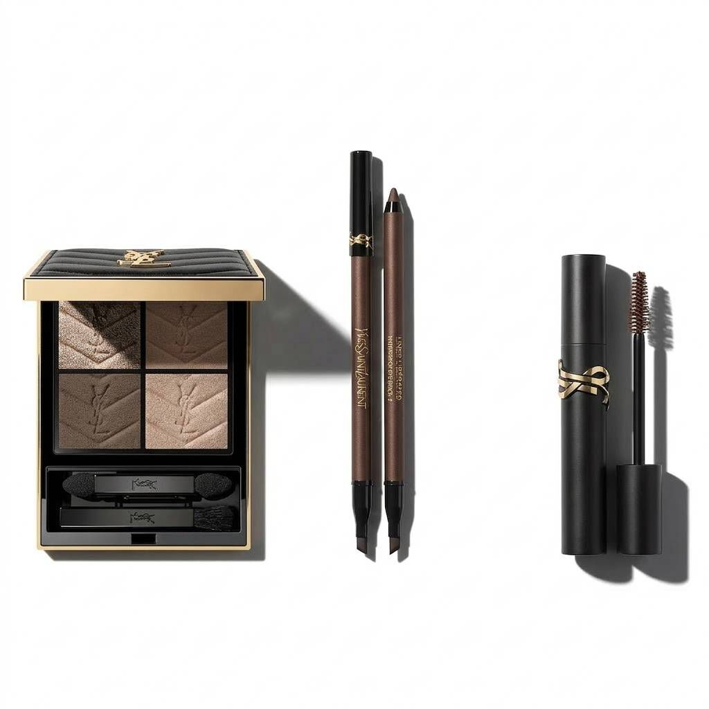 YSL Augen-Make-up-Produkte auf weißem Hintergrund