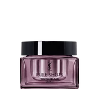 YSL Beauty Pure Shots Youth Reload Cream, 50 ml, in einem eleganten violett getonten Glasgefaß mit schwarzem Deckel, gespiegelt auf Weiß.