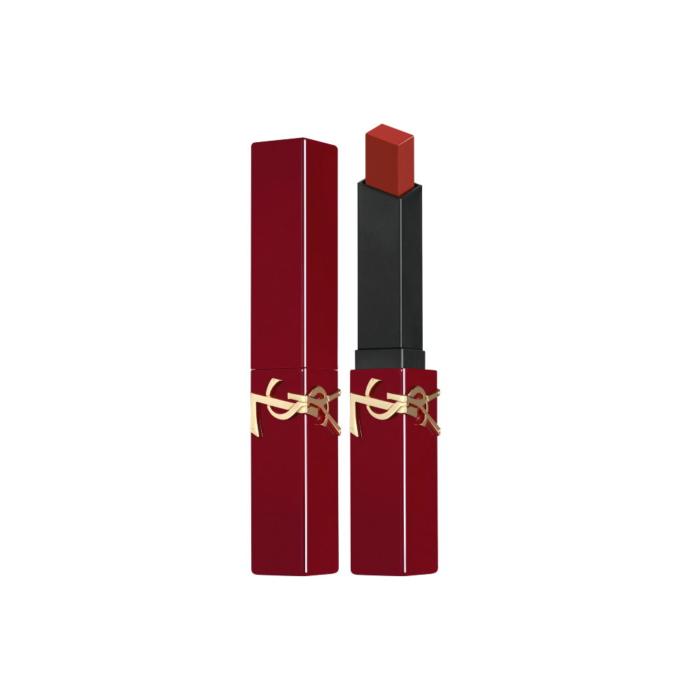 YSL The Slim Collector in shade #1961 Nude Fizz with square bullet and burgundy case.